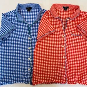 EUC J.Crew Nursing PJ Tops - Gingham - Med.